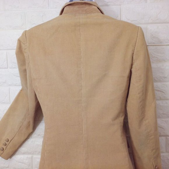 Vintage 80s Corduroy Blazer 2-Button Sport Jacket -M Pockets Urban Preppy Tan - Picture 9 of 9